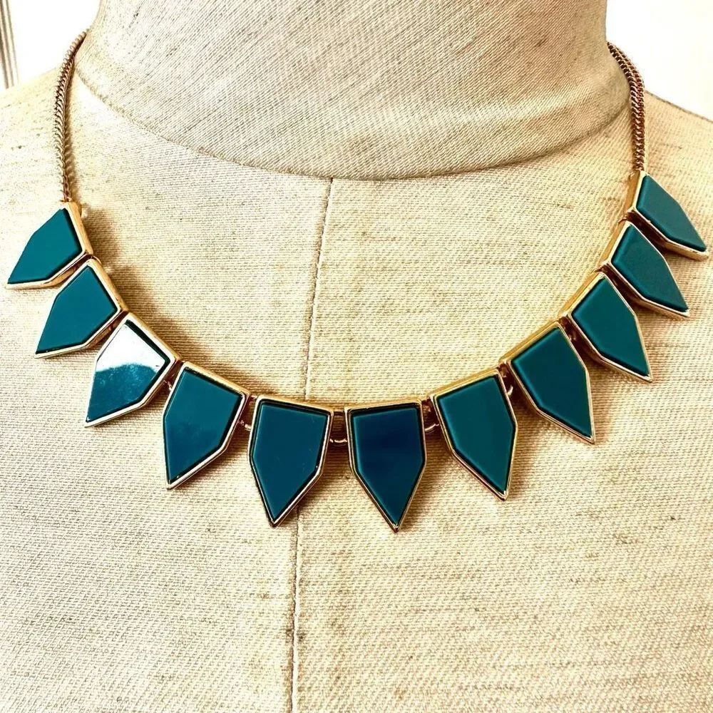 Blue and gold tone necklace